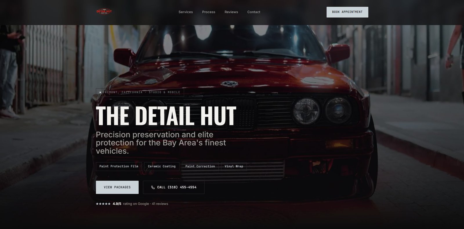 The Detail Hut website homepage